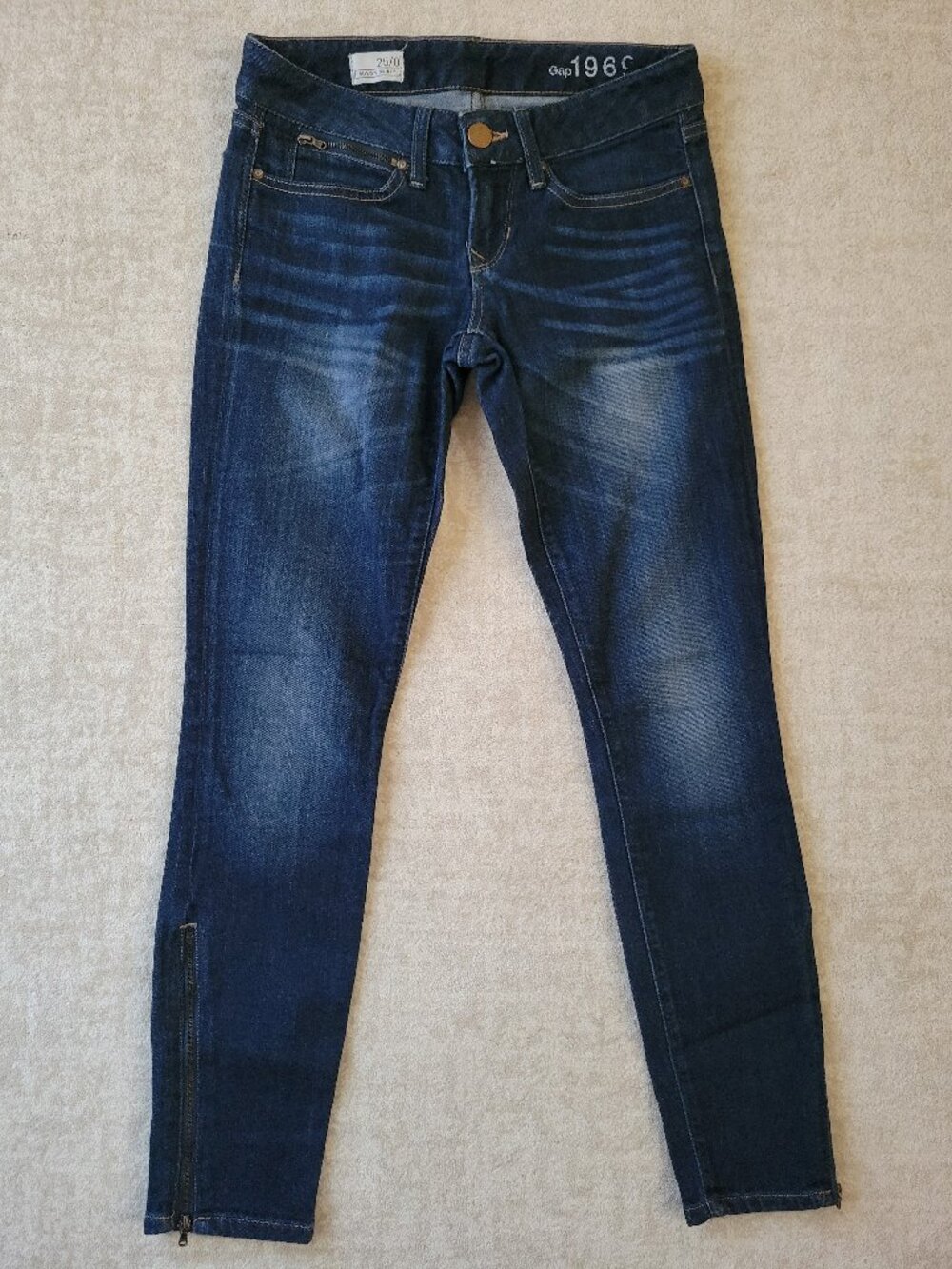 GAP 1969 Always Skinny Ankle Zip Jeans Dark Wash 25/0 Moto Goth Alt Minimalist